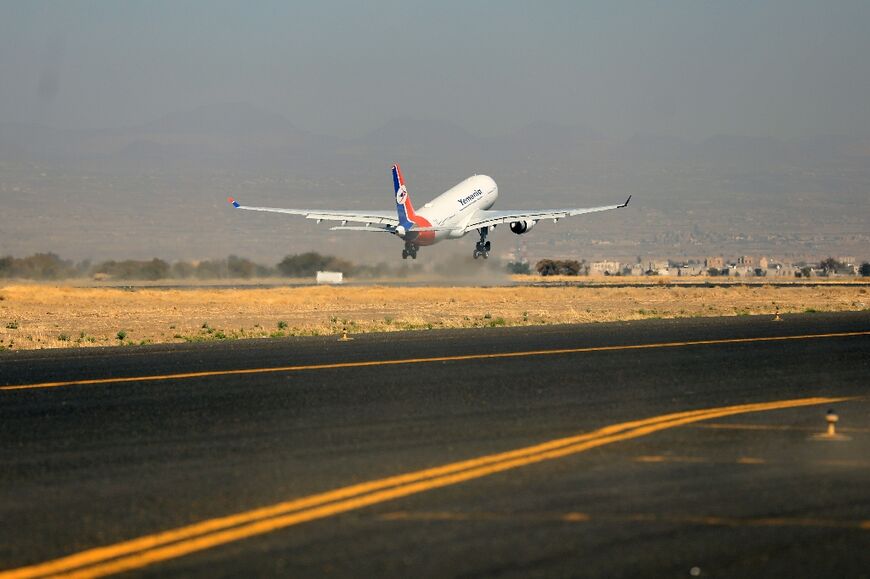 A Yemenia flight taking off from Sanaa the day after Israeli strikes damaged the airport