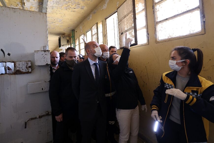 France's Foreign Minister Jean-Noel Barrot and his German counterpart Annalena Baerbock visit the notorious Saydnaya prison north of Damascus, accompanied by members of Syria's White Helmets rescue group