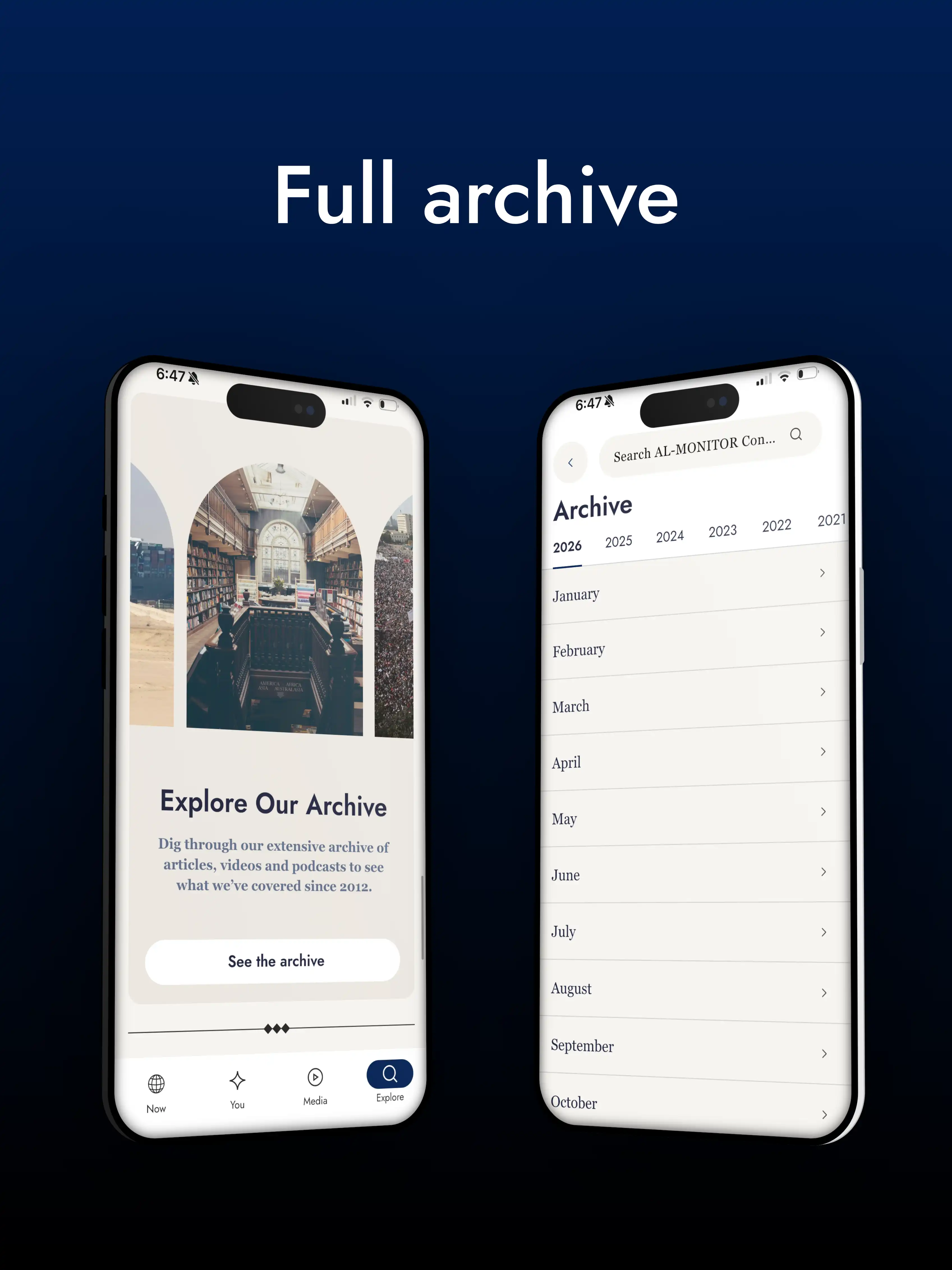 screenshot showing AL-MONITOR full archive